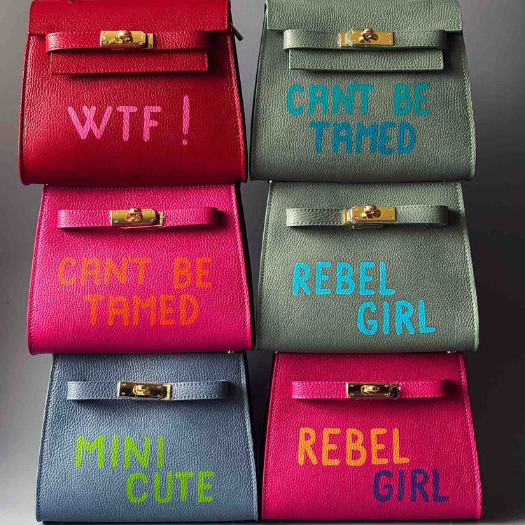 Set barevných kožených designových kabelek Zoi Bag.